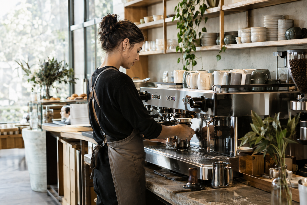 Barista crafting espresso