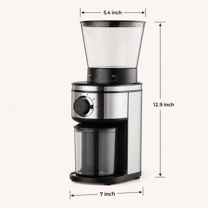 15 Oz. Burr Coffee Grinder, Electric Conical Coffee Bean Grinder with 30 Adjustable Grind Settings for 2-12 Cups, Sliver