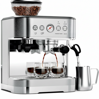 Espresso Machine with Grinder Espresso Maker Stainless Steel with Milk Frother Cappuccino Machine Semi Automatic Espresso Machine