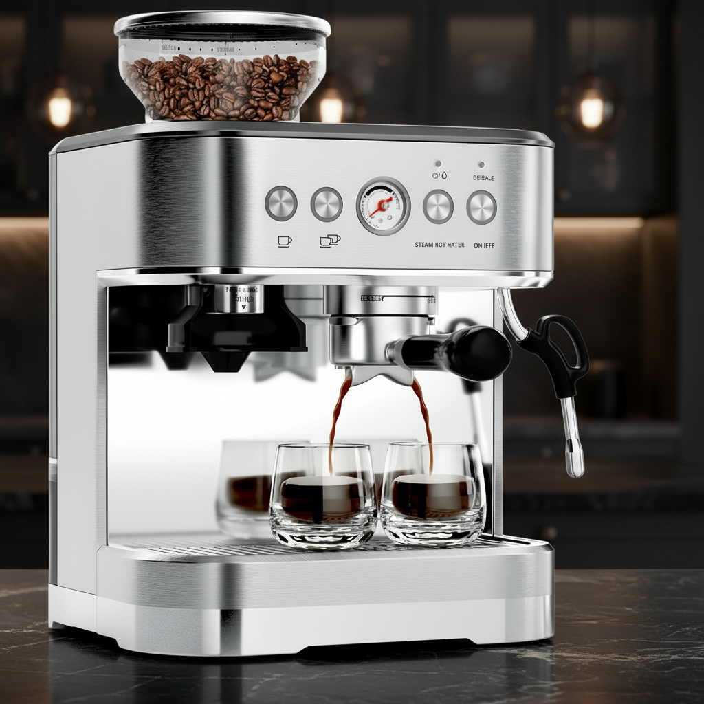 Espresso Machine with Grinder Espresso Maker Stainless Steel with Milk Frother Cappuccino Machine Semi Automatic Espresso Machine
