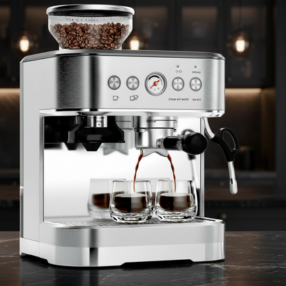 Espresso Machine with Grinder Espresso Maker Stainless Steel with Milk Frother Cappuccino Machine Semi Automatic Espresso Machine